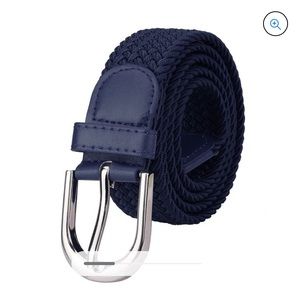 Falari Men Women Canvas Elastic Fabric Woven Stretch Braided Belt - Navy